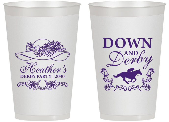 Personalized Derby Day 14 oz Frosted Cups - Down And Derby | 320001