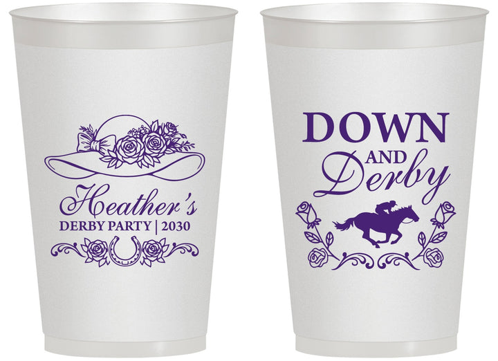 Personalized Derby Day 14 oz Frosted Cups - Down And Derby | 320001