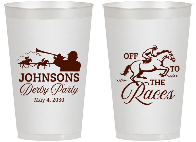 Personalized Derby Day 14 oz Frosted Cups - Off To The Races | 320002