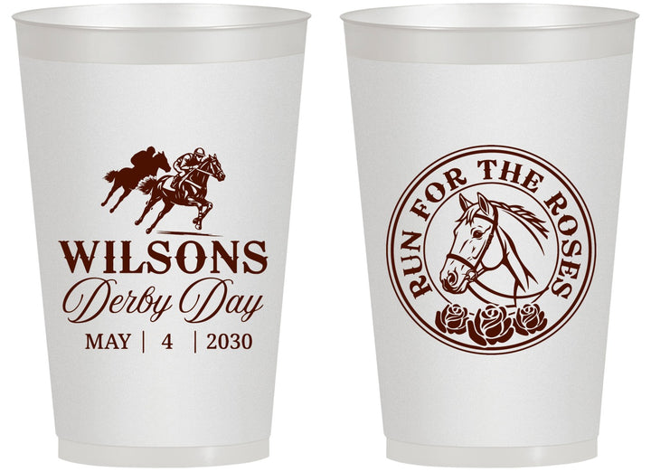 Personalized Derby Day 14 oz Frosted Cups - Run For The Horses | 320006