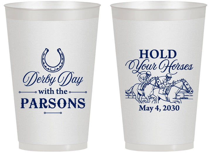 Personalized Derby Day 14 oz Frosted Cups - Hold Your Horses | 320008