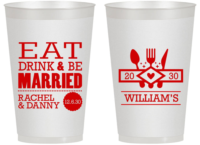 Personalized Wedding 14 oz Frosted Cups - Eat Drink Be Married | 324