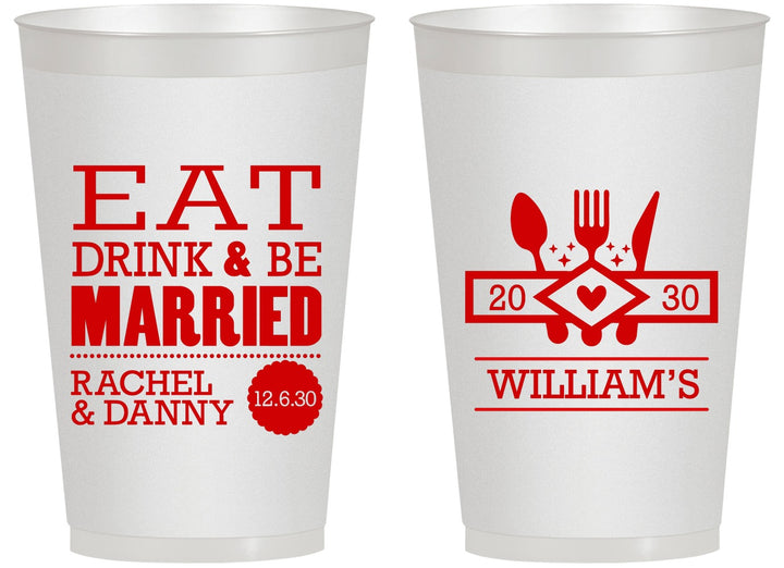 Personalized Wedding 14 oz Frosted Cups - Eat Drink Be Married | 324