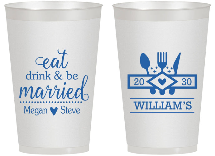 Personalized Wedding 14 oz Frosted Cups - Eat Drink Be Married | 327