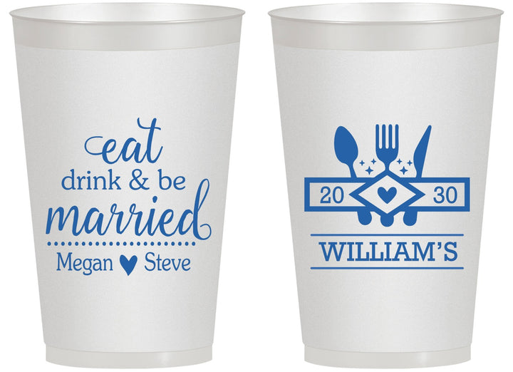 Personalized Wedding 14 oz Frosted Cups - Eat Drink Be Married | 327