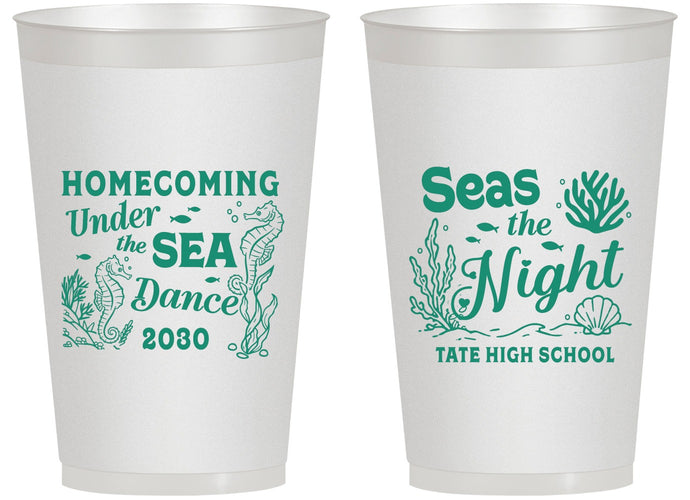 Personalized Homecoming 14 oz Frosted Cups - Under The Sea Dance | 330001