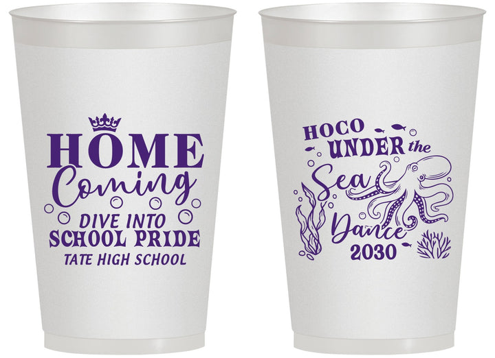 Personalized Homecoming 14 oz Frosted Cups - Under The Sea Dance | 330002