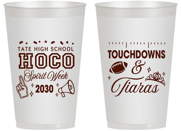 Personalized Homecoming 14 oz Frosted Cups - Touchdowns And Tiaras | 330010