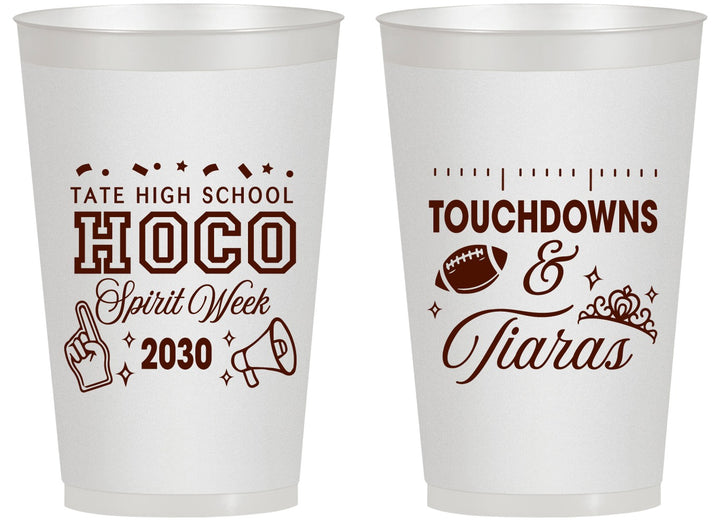 Personalized Homecoming 14 oz Frosted Cups - Touchdowns And Tiaras | 330010