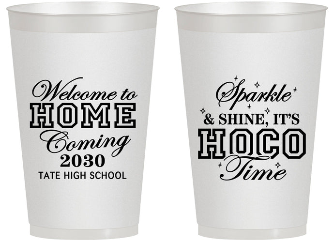 Personalized Homecoming 14 oz Frosted Cups - Sparkle Shine Hoco Time | 330017