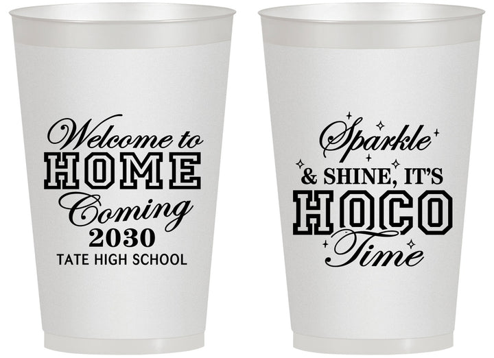 Personalized Homecoming 14 oz Frosted Cups - Sparkle Shine Hoco Time | 330017