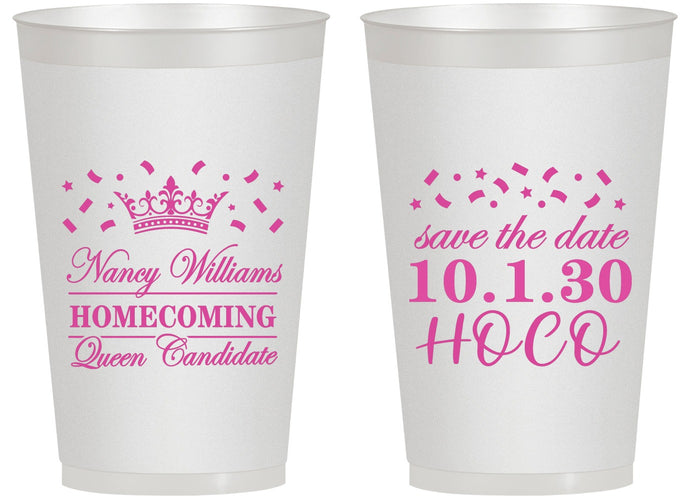Personalized Homecoming 14 oz Frosted Cups - Hoco Queen Vote | 330024