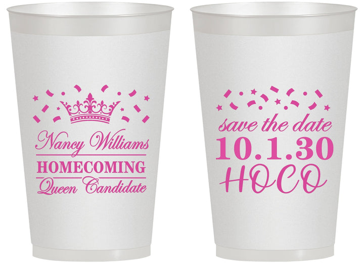 Personalized Homecoming 14 oz Frosted Cups - Hoco Queen Vote | 330024