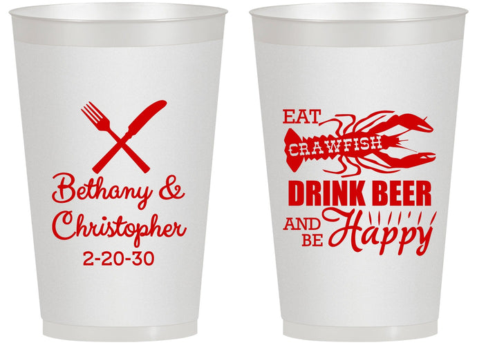 Personalized Wedding 14 oz Frosted Cups - Crawfish Boil | 332