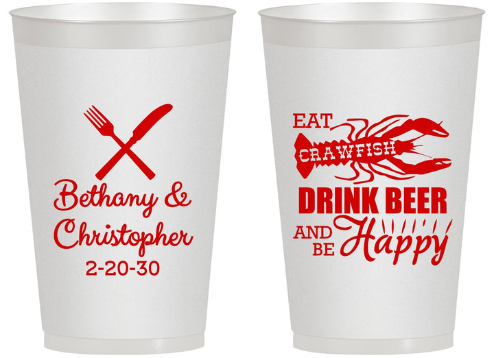 Personalized Wedding 14 oz Frosted Cups - Crawfish Boil | 332