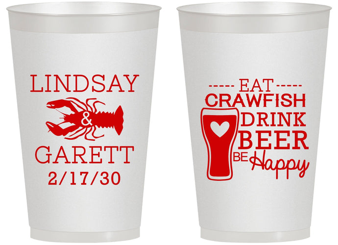 Personalized Wedding 14 oz Frosted Cups - Crawfish Boil | 333