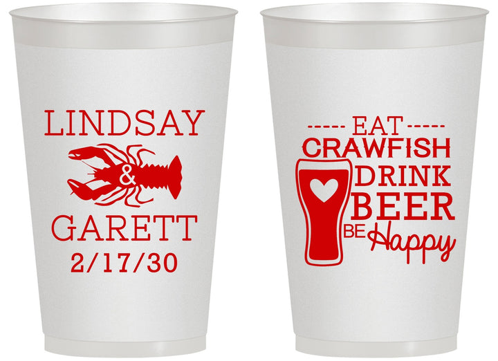 Personalized Wedding 14 oz Frosted Cups - Crawfish Boil | 333