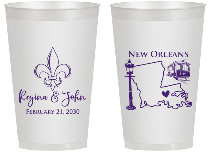 Personalized Wedding 14 oz Frosted Cups - New Orleans | 334