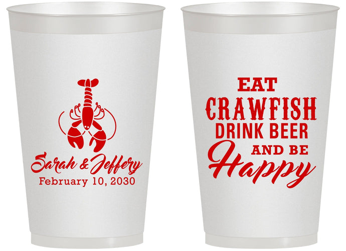 Personalized Wedding 14 oz Frosted Cups - Crawfish Boil | 335