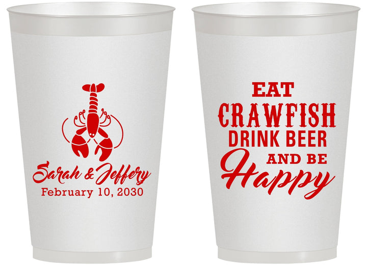Personalized Wedding 14 oz Frosted Cups - Crawfish Boil | 335