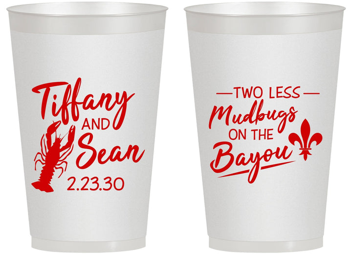Personalized Wedding 14 oz Frosted Cups - Crawfish Boil Mudbugs | 336