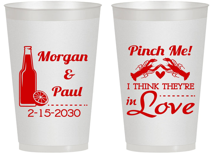 Personalized Wedding 14 oz Frosted Cups - Crawfish Boil Pinch Me | 337