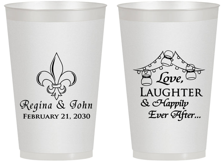 Personalized Wedding 14 oz Frosted Cups - Love Laughter Happily | 338