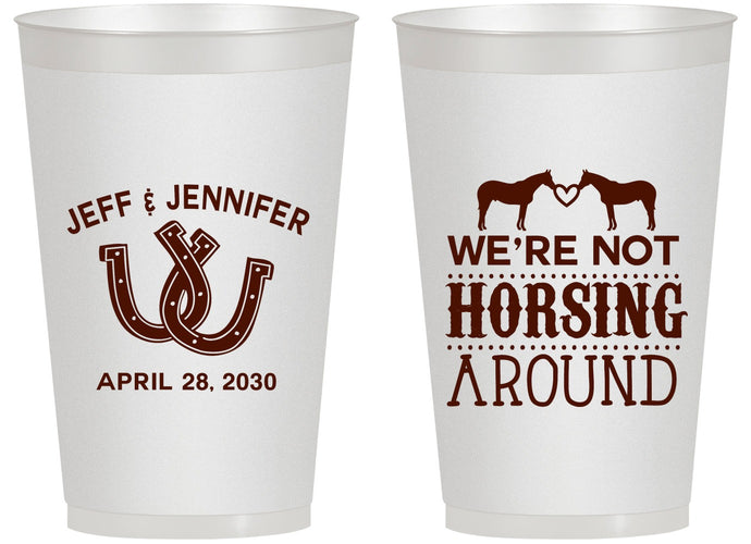 Personalized Wedding 14 oz Frosted Cups - Horseshoe | 340