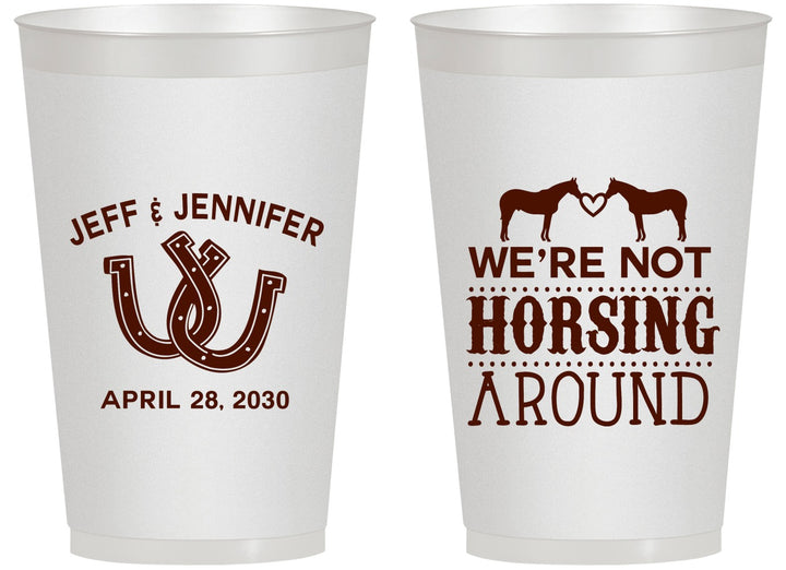 Personalized Wedding 14 oz Frosted Cups - Horseshoe | 340