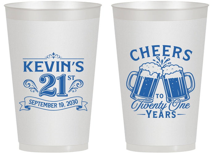 Personalized 21st Birthday 14 oz Frosted Cups - Cheers To Twenty One Years | 340000
