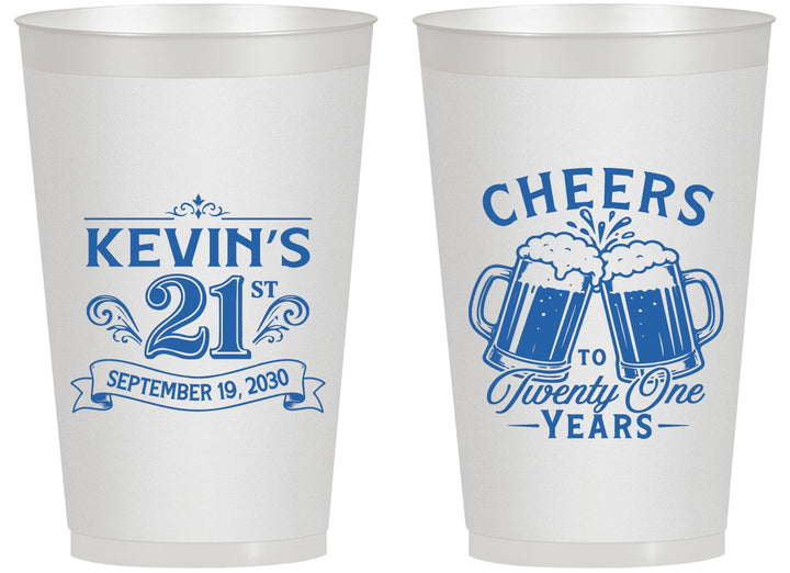 Personalized 21st Birthday 14 oz Frosted Cups - Cheers To Twenty One Years | 340000