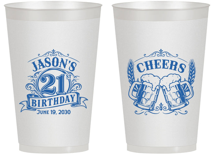 Personalized 21st Birthday 14 oz Frosted Cups - Cheers | 340001