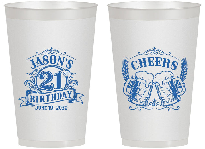 Personalized 21st Birthday 14 oz Frosted Cups - Cheers | 340001
