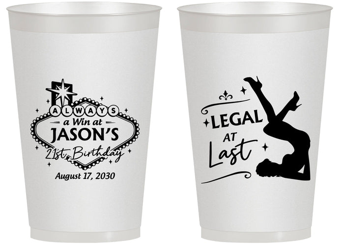 Personalized 21st Birthday 14 oz Frosted Cups - Legal At Last Vegas | 340002