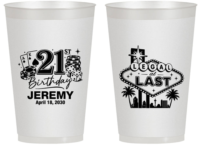 Personalized 21st Birthday 14 oz Frosted Cups - Legal At Last Vegas | 340003