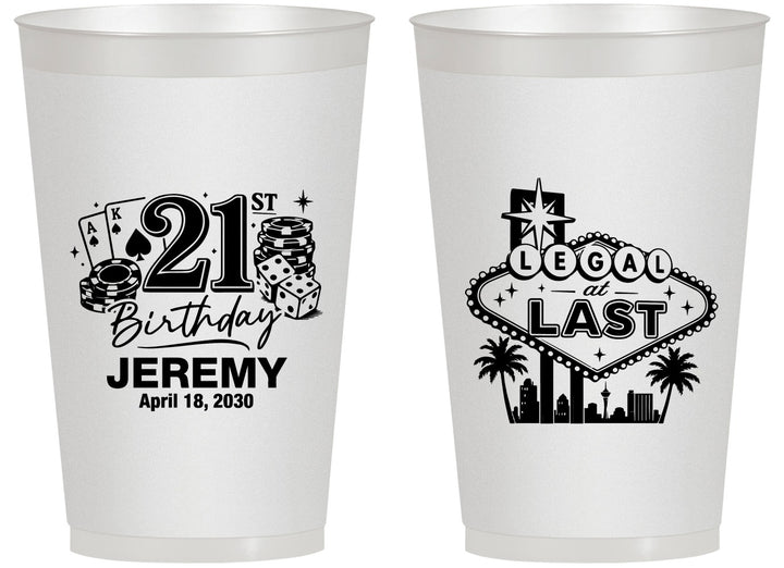 Personalized 21st Birthday 14 oz Frosted Cups - Legal At Last Vegas | 340003
