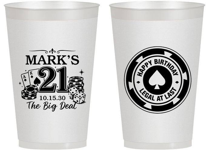Personalized 21st Birthday 14 oz Frosted Cups - Legal At Last Vegas | 340004
