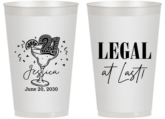 Personalized 21st Birthday 14 oz Frosted Cups - Legal At Last | 340005