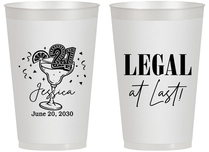 Personalized 21st Birthday 14 oz Frosted Cups - Legal At Last | 340005