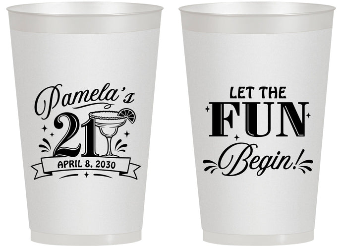Personalized 21st Birthday 14 oz Frosted Cups - Let The Fun Begin | 340009