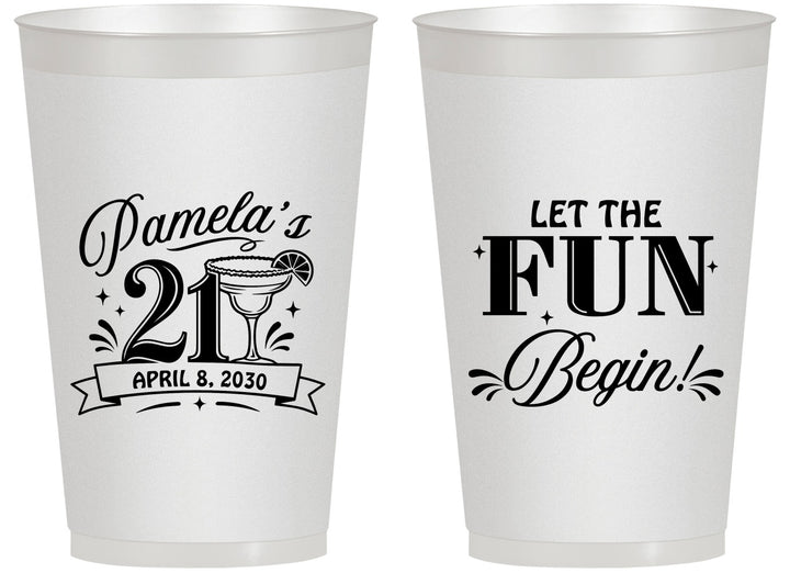 Personalized 21st Birthday 14 oz Frosted Cups - Let The Fun Begin | 340009