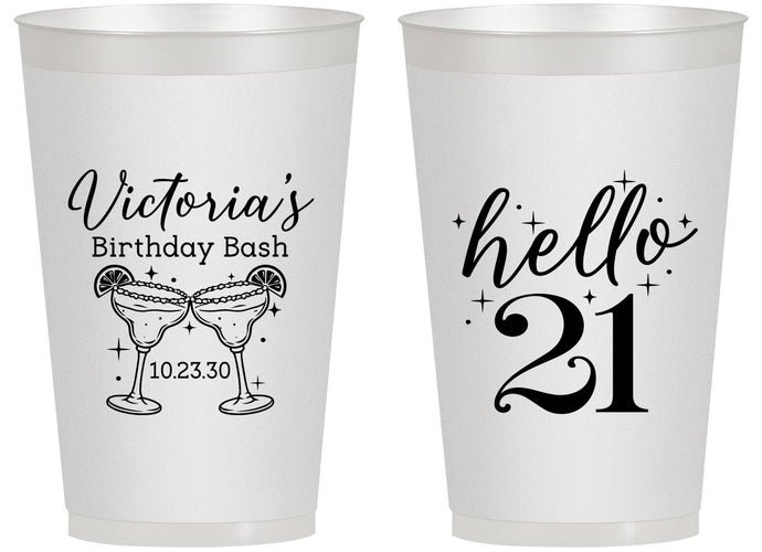 Personalized 21st Birthday 14 oz Frosted Cups - Hello Twenty One | 340011