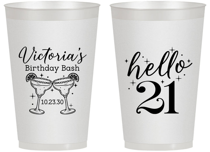 Personalized 21st Birthday 14 oz Frosted Cups - Hello Twenty One | 340011