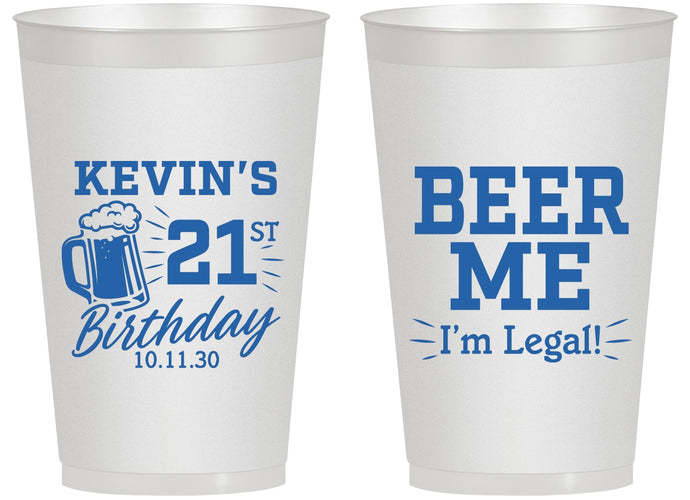 Personalized 21st Birthday 14 oz Frosted Cups - Beer Me I Am Legal | 340014