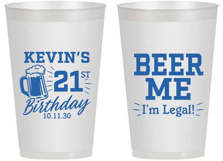 Personalized 21st Birthday 14 oz Frosted Cups - Beer Me I Am Legal | 340014