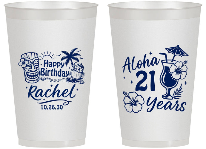 Personalized 21st Birthday 14 oz Frosted Cups - Aloha Hawaii | 340016