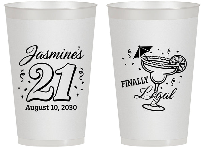 Personalized 21st Birthday 14 oz Frosted Cups - Finally Legal | 340018