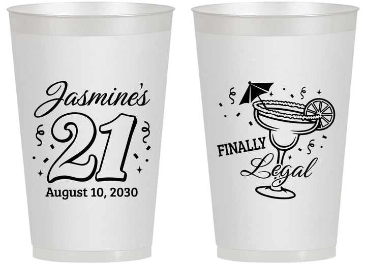 Personalized 21st Birthday 14 oz Frosted Cups - Finally Legal | 340018
