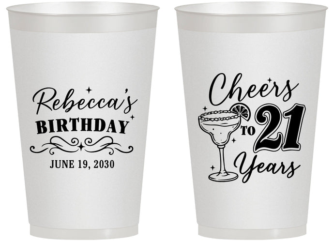Personalized 21st Birthday 14 oz Frosted Cups - Cheers To Twenty One Years | 340019