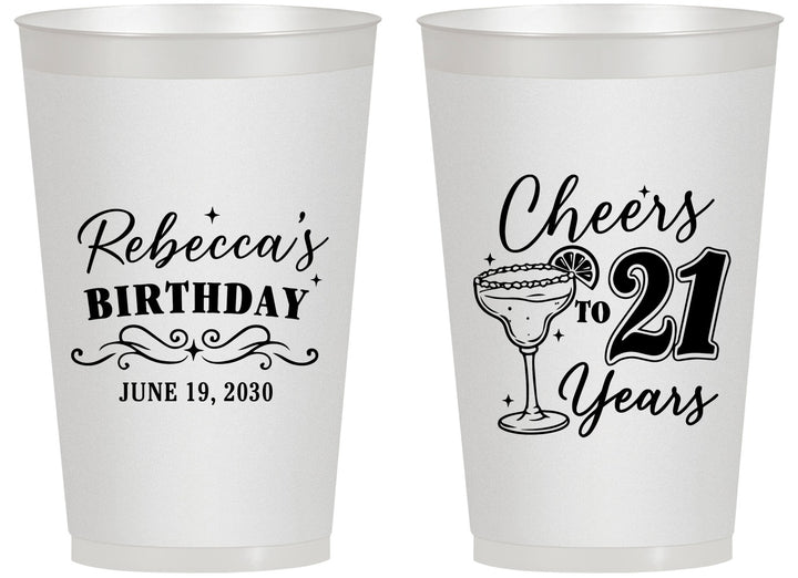 Personalized 21st Birthday 14 oz Frosted Cups - Cheers To Twenty One Years | 340019